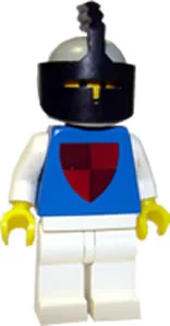 Klassiek - Ridder, rood/blauw schild, lichtgrijze helm en zwart vizier