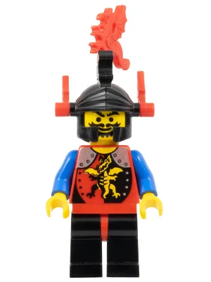 Chevaliers Dragons - Chevalier 2, Jambes noires et hanches rouges, Casque de dragon noir, Plumes rouges