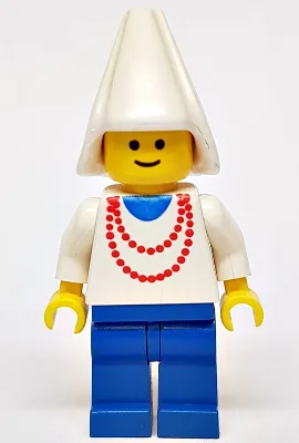 Meisje met halsketting - Blauwe benen, witte puntmuts