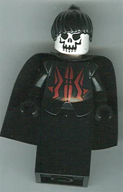 Knights Kingdom II - Queen with Evil Skull Face, Black Ponytail Hair, Black Cape (Chess Queen)