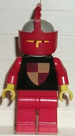 Klassiek - Ridderstoernooi Ridder Zwart, Rode Benen, Lichtgrijze Helm, Rood Vizier