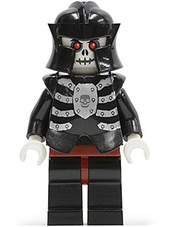Ère fantastique - Guerrier squelette 4, blanc, plastron et casque noirs, hanches rouge foncé et jambes noires