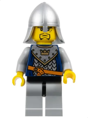 Fantasy-Ära – Schuppenpanzer für Kronenritter mit Krone, Helm mit Nackenschutz, 3 Flecken unter dem linken Auge