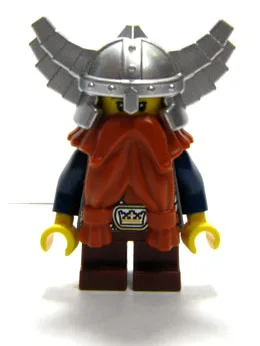 Fantasy-Ära – Zwerg, dunkeloranger Bart, silbermetallicfarbener Helm mit Flügeln, dunkelblaue Arme