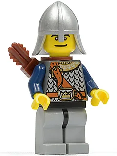Époque fantastique - Cotte de mailles de chevalier couronné avec sangle de poitrine, casque avec protège-nuque, coiffe à double visière