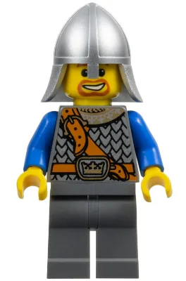 Ère fantastique - Chevalier couronné - Cotte de mailles avec plastron, casque avec protège-nuque, barbe autour de la bouche