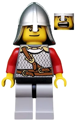 Kingdoms - Leeuwenridder Schaalpantser met Borstband en Riem, Helm met Nekbeschermer, Open Mond (Dubbelzijdig Hoofd)