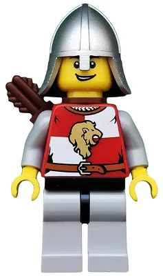Koninkrijken - Leeuwenridderkwartieren, helm met nekbeschermer, pijlkoker, open grijns