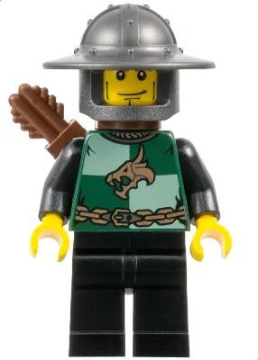 Koninkrijken - Drakenridderkwartieren, helm met brede rand, verticale wanglijnen, pijlkoker