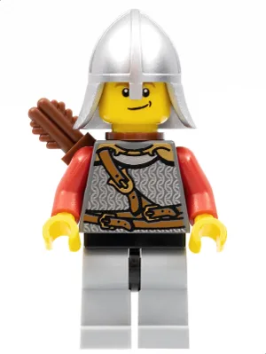 Koninkrijken - Leeuwenridder Schaalpantser met Borstband en Riem, Helm met Nekbeschermer, Pijlkoker, Glimlach