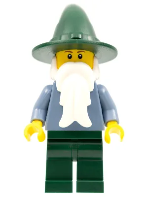 Zauberer – Sandblau mit dunkelgrünen Beinen und Hut, rötlich-braunen Augenbrauen