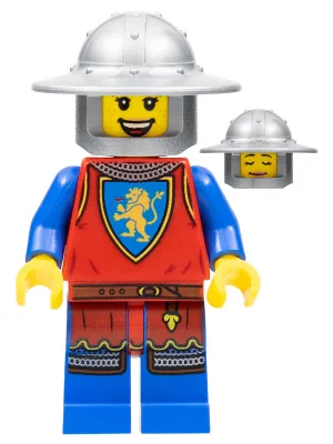 Lion Knight - Female, Flat Silver Broad Brim Helmet