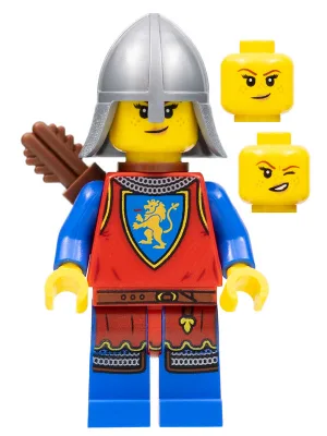 Lion Knight - Female, Flat Silver Neck Protector, Quiver, Freckles