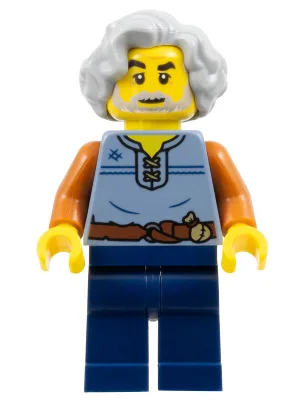 Tapestry Weaver - Sand Blue Vest, Dark Blue Legs, Light Bluish Gray Wavy Hair