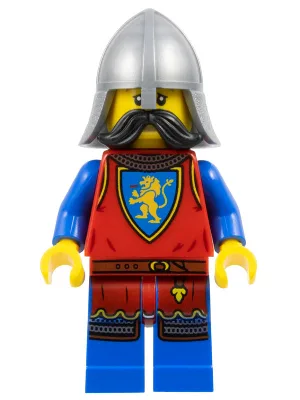 Lion Knight - Male, Flat Silver Neck-Protector, Black Moustache (Tower Guard)