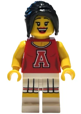Rote Cheerleaderin, Serie 8 (Nur Minifigur, ohne Ständer und Zubehör)