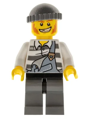 Police - Salopette déchirée d'un détenu, pantalon gris bleu foncé et bonnet tricoté