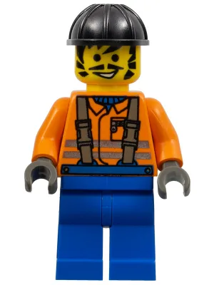 Bauarbeiter – orangefarbenes Hemd, schwarzer Bauhelm