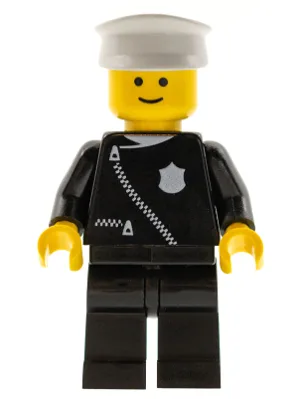 Police - Zipper with Badge, Black Legs, White Hat