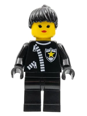 Police - Zipper with Sheriff Star, Black Ponytail Hair