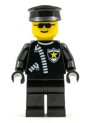Polizei - Reißverschluss mit Sheriffstern, schwarzer Hut