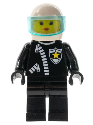 Police - Zipper with Sheriff Star, White Helmet, Trans-Light Blue Visor, Female
