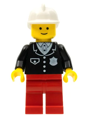 Police - Suit with 4 Buttons, Red Legs, White Fire Helmet