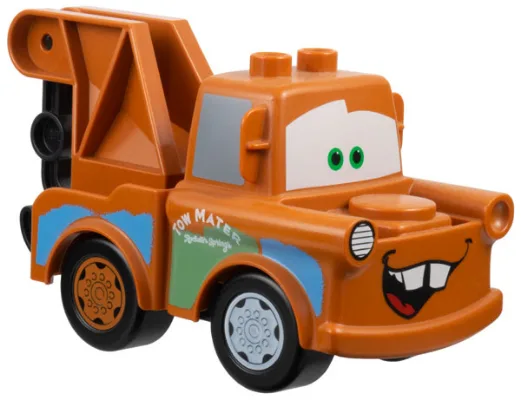 Duplo Tow Mater - Base à crochet orange foncé, roues orange foncé et gris clair bleuté