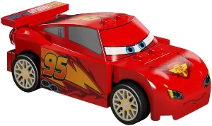 Lightning McQueen - Piston Cup-motorkap, witte en gouden wielen, rode kentekenplaat (2 x 8 inch), 3 gele kentekenplaten (1 x 2 inch)