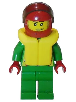 Octan - Green Jacket with Pockets, Smirk and Stubble Beard, Life Jacket