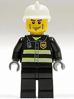Feuer – Reflektierende Streifen, schwarze Beine, weißer Feuerwehrhelm, Wangenstreifen, dunkelblaugraue Hände