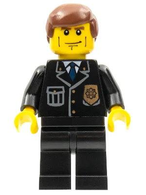 Police - City Suit with Blue Tie and Badge, Black Legs, Vertical Cheek Lines, Reddish Brown Hair