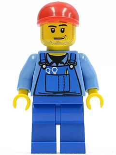 Landarbeiter, blaue Latzhose, Kurzschirmmütze