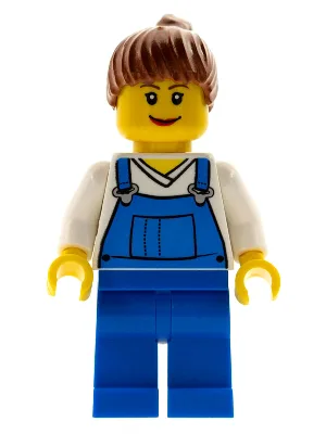Farm Hand, Female, Overalls Blue over V-Neck Shirt