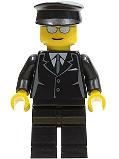 Costume noir, chapeau noir, lunettes de soleil argentées - Chauffeur de limousine à l'aéroport