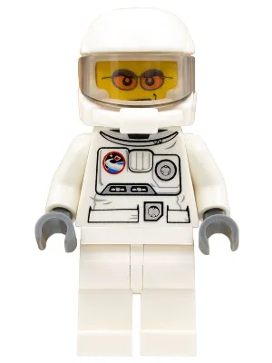 Raumanzug, weiße Beine, Weltraumhelm, orange Sonnenbrille