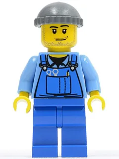 Overalls with Tools in Pocket Blue, Dark Bluish Gray Knit Cap