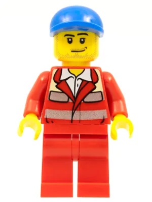 Paramedicus - Rood uniform, man, blauwe pet met korte klep