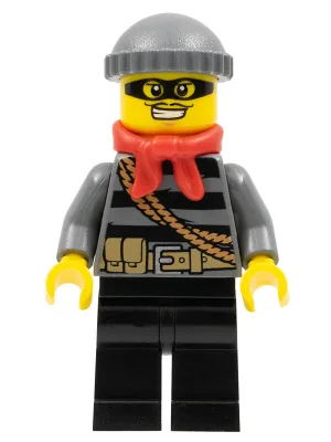 Polizei – Stadteinbrecher, dunkelblaugraue Strickmütze, rotes Bandana, Maske