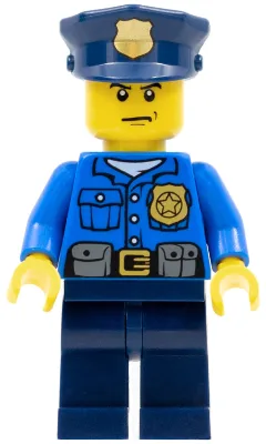 Police - City Officer, Gold Badge, Police Hat, Scowl