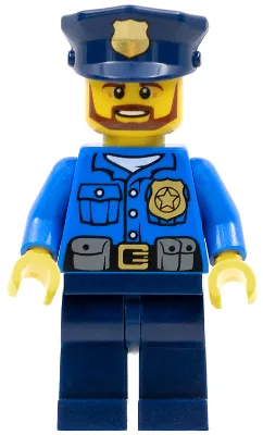 Police - City Officer, Gold Badge, Police Hat, Beard