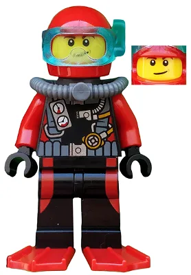 Scuba Diver, Male, Red Flippers