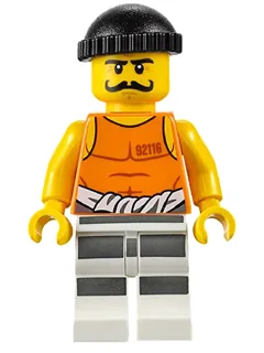 Police - Jail Prisoner 92116 Undershirt, Striped Legs, Black Knit Cap