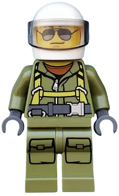 Volcano Explorer - Male Worker, Suit with Harness, White Helmet, Trans-Brown Visor, Sunglasses
