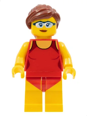 Beachgoer - Red Female Swimsuit and Light Blue Glasses