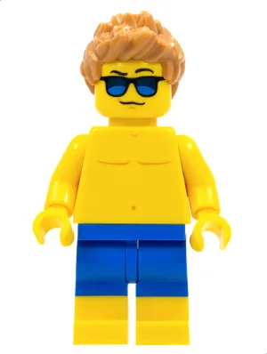 Beachgoer - Blue Male Swim Trunks and Sunglasses