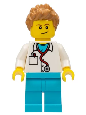 Doctor - Stethoscope, Medium Azure Legs, Medium Nougat Spiked Hair
