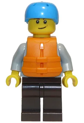 Rafter, Adult Son, Dark Azure Sports Helmet, Orange 2 Strap Life Jacket