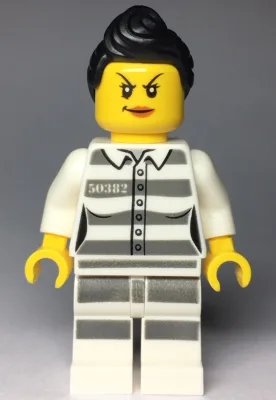 Sky Police - Jail Prisoner 50382 Prison Stripes, Female, Scowl with Dark Orange Lips, Black Ponytail