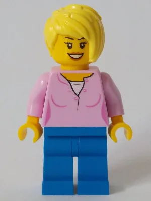 Toy Store Owner - Bright Pink Female Top, Blue Legs